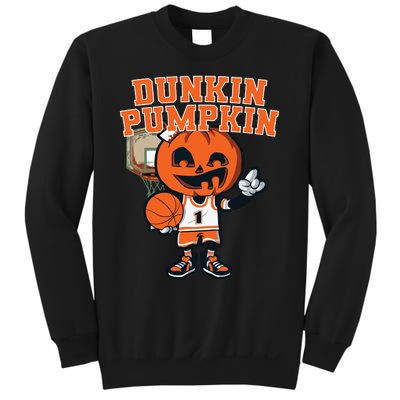 Dunkin Pumpkin Halloween Costume Funny Pumpkin Basketball Sweatshirt