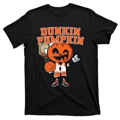 Dunkin Pumpkin Halloween Costume Funny Pumpkin Basketball T-Shirt