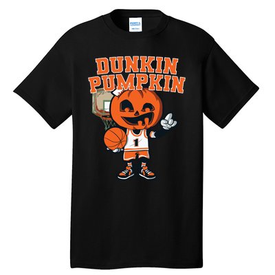 Dunkin Pumpkin Halloween Costume Funny Pumpkin Basketball Tall T-Shirt