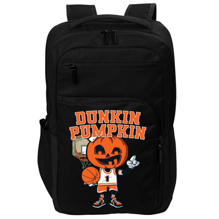 Dunkin Pumpkin Halloween Costume Funny Pumpkin Basketball Impact Tech Backpack