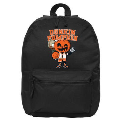 Dunkin Pumpkin Halloween Costume Funny Pumpkin Basketball 16 in Basic Backpack