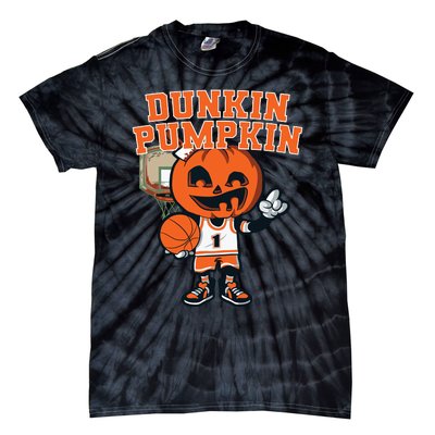 Dunkin Pumpkin Halloween Costume Funny Pumpkin Basketball Tie-Dye T-Shirt