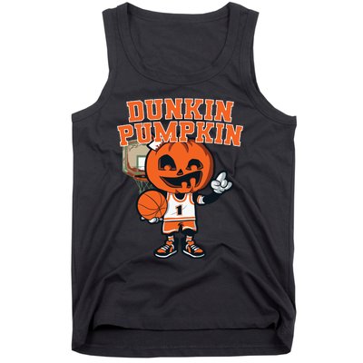 Dunkin Pumpkin Halloween Costume Funny Pumpkin Basketball Tank Top