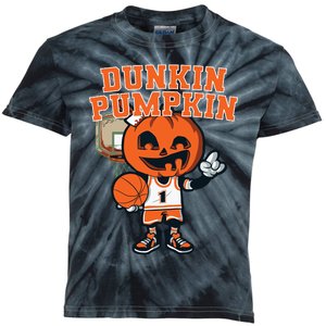 Dunkin Pumpkin Halloween Costume Funny Pumpkin Basketball Kids Tie-Dye T-Shirt