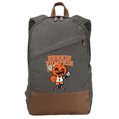 Dunkin Pumpkin Halloween Costume Funny Pumpkin Basketball Cotton Canvas Backpack