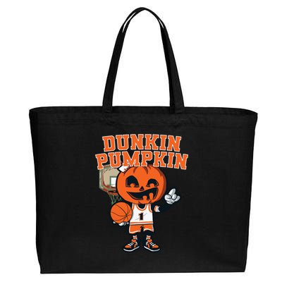 Dunkin Pumpkin Halloween Costume Funny Pumpkin Basketball Cotton Canvas Jumbo Tote