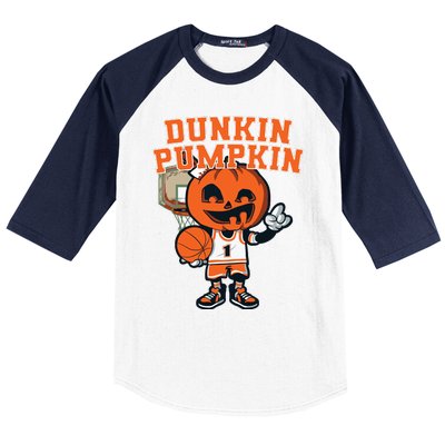 Dunkin Pumpkin Halloween Costume Funny Pumpkin Basketball Baseball Sleeve Shirt