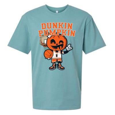 Dunkin Pumpkin Halloween Costume Funny Pumpkin Basketball Sueded Cloud Jersey T-Shirt