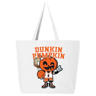 Dunkin Pumpkin Halloween Costume Funny Pumpkin Basketball 25L Jumbo Tote