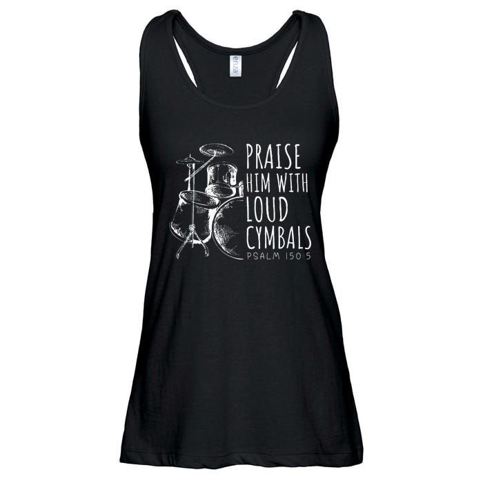 Drummer Praise Him With Loud Cymbals Drumming Christian Ladies Essential Flowy Tank