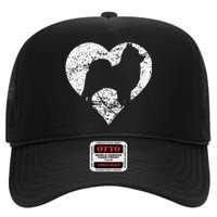 Distressed Pomeranian Heart Dog Owner Graphic High Crown Mesh Back Trucker Hat