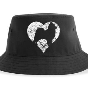 Distressed Pomeranian Heart Dog Owner Graphic Sustainable Bucket Hat