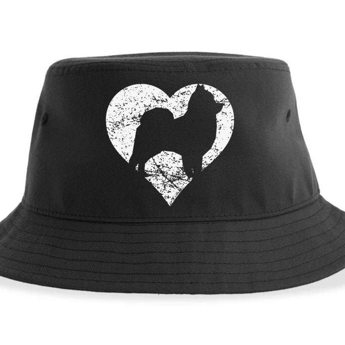 Distressed Pomeranian Heart Dog Owner Graphic Sustainable Bucket Hat