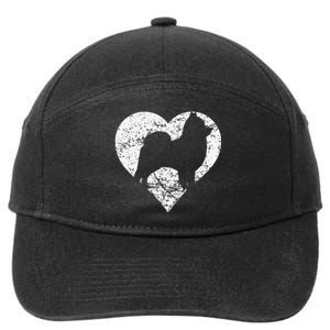 Distressed Pomeranian Heart Dog Owner Graphic 7-Panel Snapback Hat