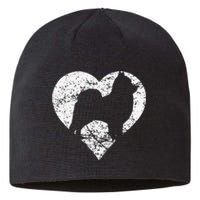 Distressed Pomeranian Heart Dog Owner Graphic Sustainable Beanie