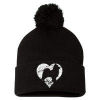 Distressed Pomeranian Heart Dog Owner Graphic Pom Pom 12in Knit Beanie