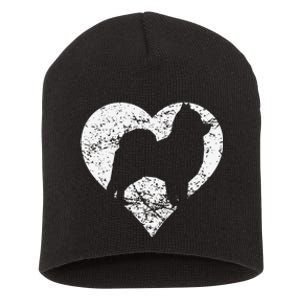 Distressed Pomeranian Heart Dog Owner Graphic Short Acrylic Beanie