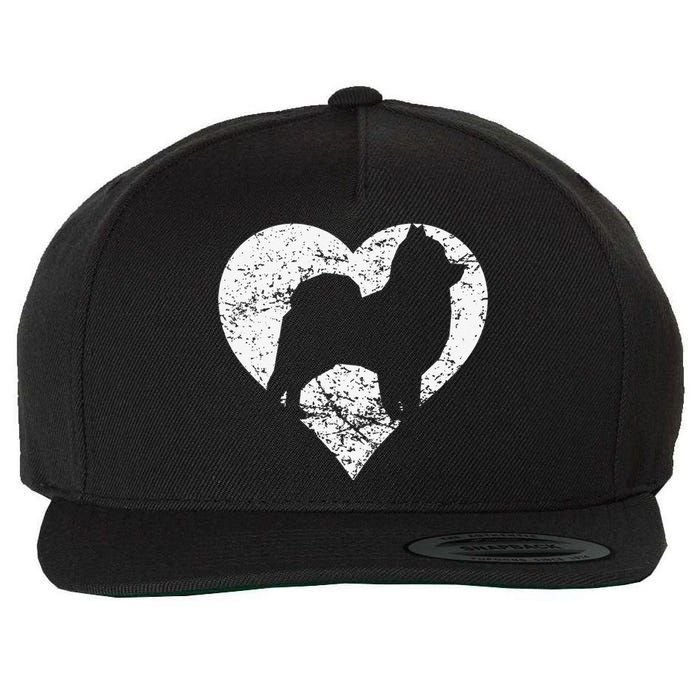 Distressed Pomeranian Heart Dog Owner Graphic Wool Snapback Cap