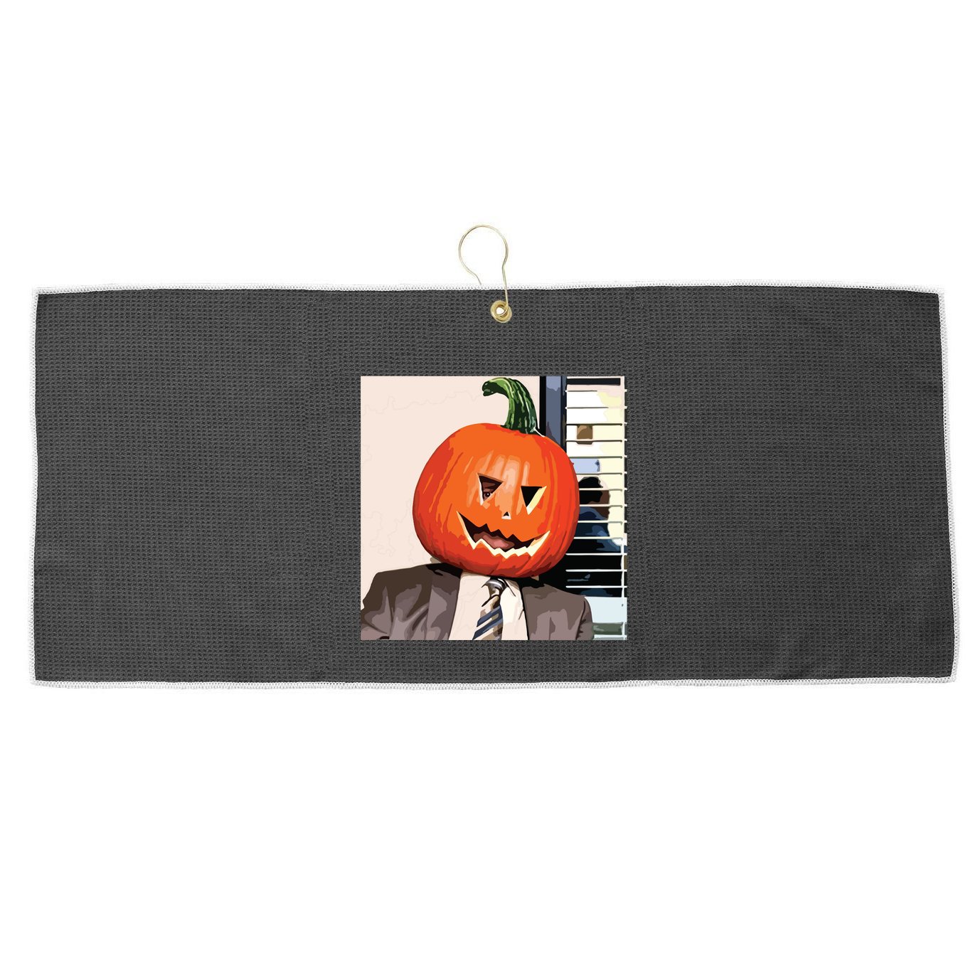 Dwight Pumpkin Head Large Microfiber Waffle Golf Towel