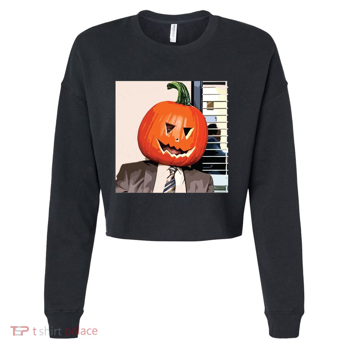 Dwight Pumpkin Head Cropped Pullover Crew