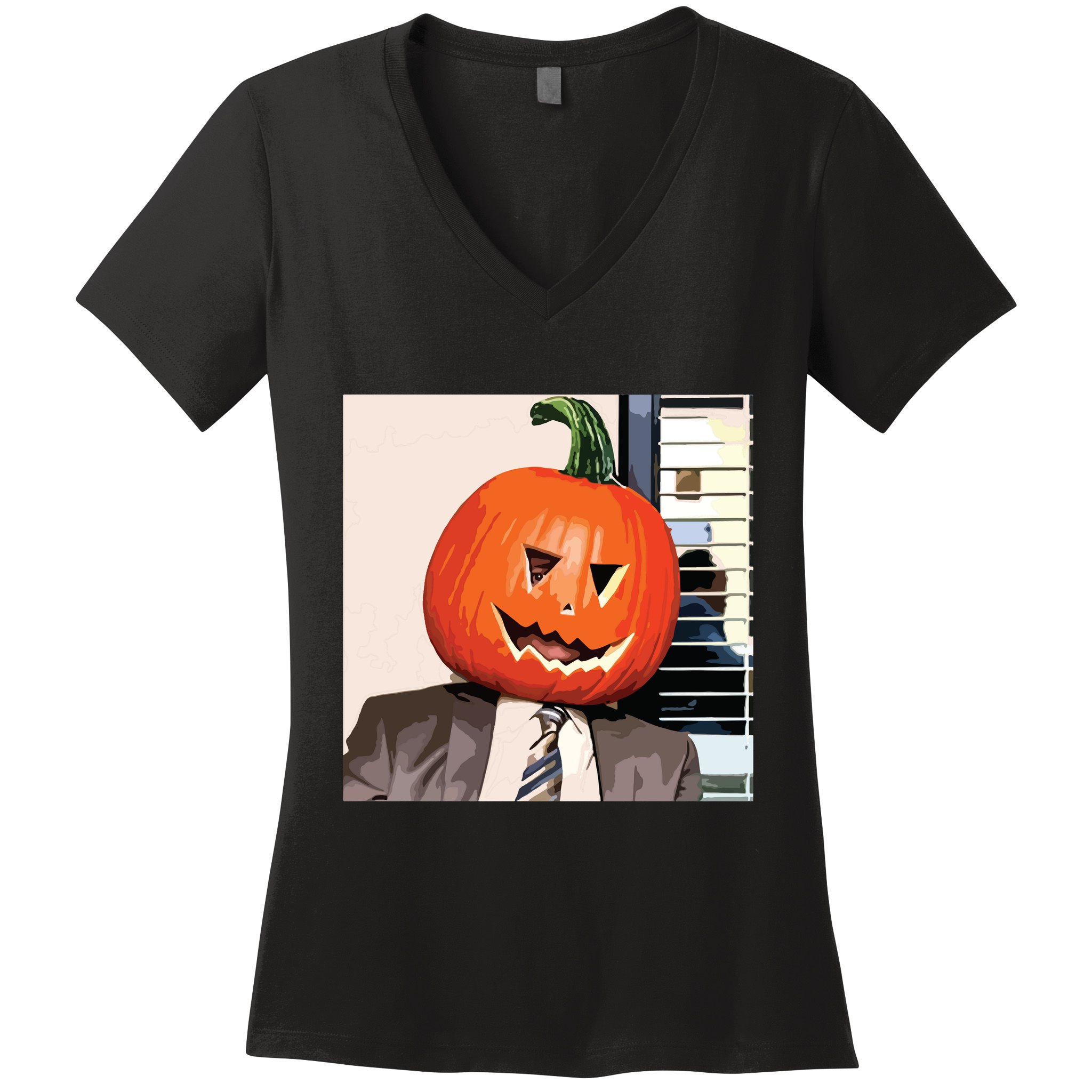 Dwight Pumpkin Head Women's V-Neck T-Shirt