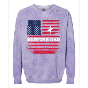 Daddy Protector Hero Fathers Day Camo American Flag Surfing Meaningful Gift Colorblast Crewneck Sweatshirt