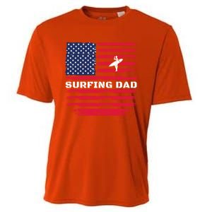 Daddy Protector Hero Fathers Day Camo American Flag Surfing Meaningful Gift Cooling Performance Crew T-Shirt