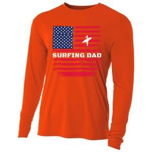 Daddy Protector Hero Fathers Day Camo American Flag Surfing Meaningful Gift Cooling Performance Long Sleeve Crew