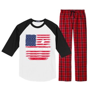 Daddy Protector Hero Fathers Day Camo American Flag Surfing Meaningful Gift Raglan Sleeve Pajama Set