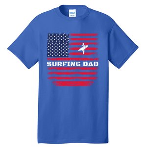 Daddy Protector Hero Fathers Day Camo American Flag Surfing Meaningful Gift Tall T-Shirt