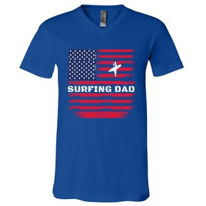 Daddy Protector Hero Fathers Day Camo American Flag Surfing Meaningful Gift V-Neck T-Shirt