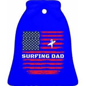 Daddy Protector Hero Fathers Day Camo American Flag Surfing Meaningful Gift Ceramic Bell Ornament