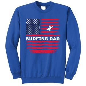 Daddy Protector Hero Fathers Day Camo American Flag Surfing Meaningful Gift Tall Sweatshirt