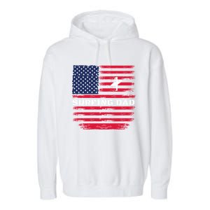 Daddy Protector Hero Fathers Day Camo American Flag Surfing Meaningful Gift Garment-Dyed Fleece Hoodie