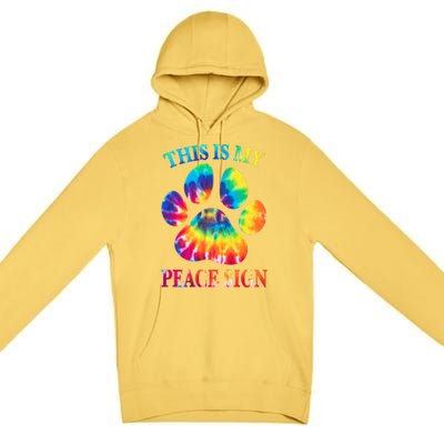 Dog Paw Heartbeat Gift Funny This Is My Peace Sign Gift Premium Pullover Hoodie