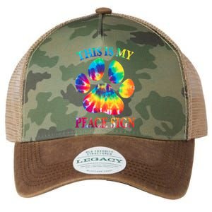 Dog Paw Heartbeat Gift Funny This Is My Peace Sign Gift Legacy Tie Dye Trucker Hat