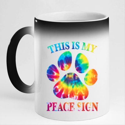 Dog Paw Heartbeat Gift Funny This Is My Peace Sign Gift 11oz Black Color Changing Mug