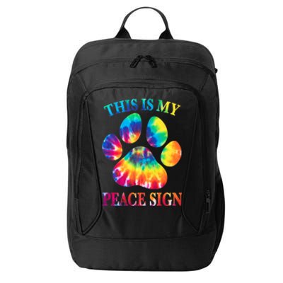 Dog Paw Heartbeat Gift Funny This Is My Peace Sign Gift City Backpack