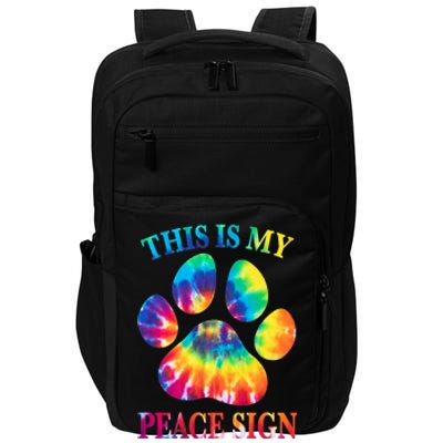 Dog Paw Heartbeat Gift Funny This Is My Peace Sign Gift Impact Tech Backpack