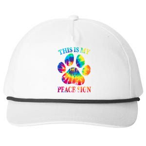 Dog Paw Heartbeat Gift Funny This Is My Peace Sign Gift Snapback Five-Panel Rope Hat