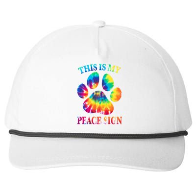 Dog Paw Heartbeat Gift Funny This Is My Peace Sign Gift Snapback Five-Panel Rope Hat