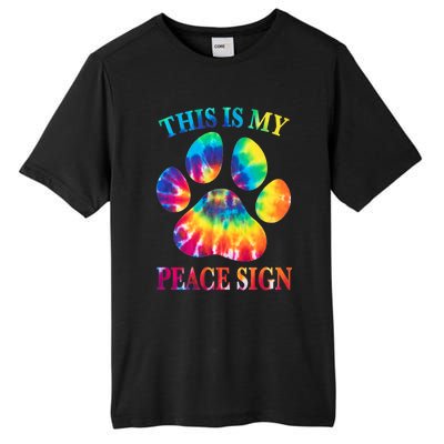 Dog Paw Heartbeat Gift Funny This Is My Peace Sign Gift Tall Fusion ChromaSoft Performance T-Shirt