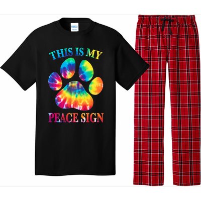 Dog Paw Heartbeat Gift Funny This Is My Peace Sign Gift Pajama Set