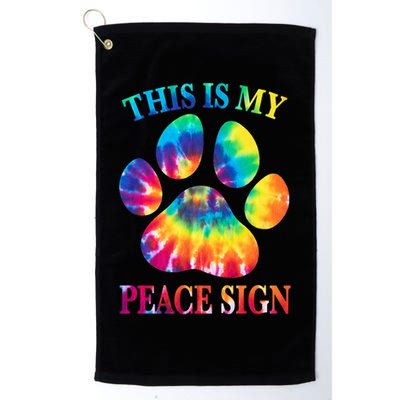 Dog Paw Heartbeat Gift Funny This Is My Peace Sign Gift Platinum Collection Golf Towel