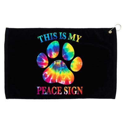 Dog Paw Heartbeat Gift Funny This Is My Peace Sign Gift Grommeted Golf Towel