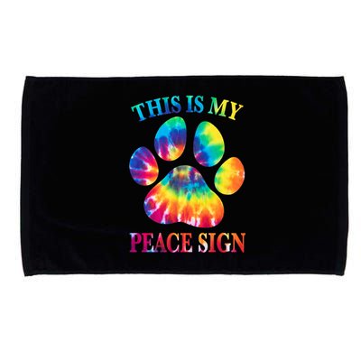 Dog Paw Heartbeat Gift Funny This Is My Peace Sign Gift Microfiber Hand Towel