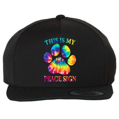 Dog Paw Heartbeat Gift Funny This Is My Peace Sign Gift Wool Snapback Cap