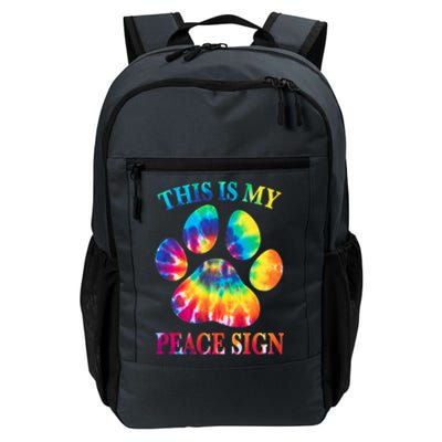 Dog Paw Heartbeat Gift Funny This Is My Peace Sign Gift Daily Commute Backpack