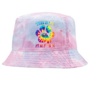 Dog Paw Heartbeat Gift Funny This Is My Peace Sign Gift Tie-Dyed Bucket Hat