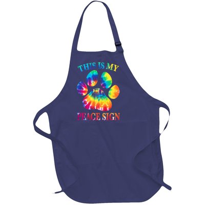 Dog Paw Heartbeat Gift Funny This Is My Peace Sign Gift Full-Length Apron With Pockets